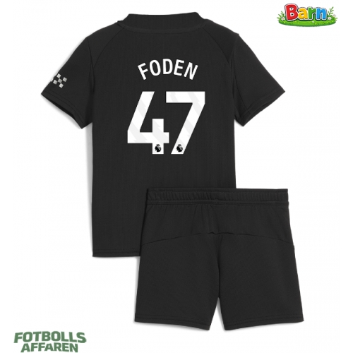 Manchester City Phil Foden #47 Bortaställ Barn 2025-26 Kortärmad (+ Korta byxor)